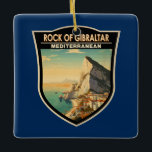 Ornamento De Cerâmica Rock of Gibraltar Viagem Art Vintage<br><div class="desc">Rock of Gibraltar em um estilo de arte vetorial. O Rock de Gibraltar é um promontório monolítico de calcário localizado no território britânico de Gibraltar,  perto do sudoeste da Europa,  na Península Ibérica.</div>