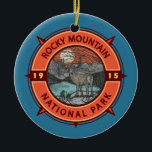 Ornamento De Cerâmica Rocky Mountain National Park Elk Compass<br><div class="desc">Vetor de Montanha Rochosa trabalho de arte design. O parque é conhecido pela Trail Ridge Road e pela Old Fall River Road,  que atravessam aspets e rios.</div>