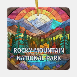 Ornamento De Cerâmica Rocky Mountain National Park Faux StainGlass