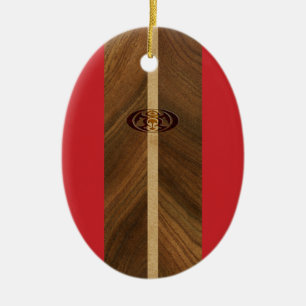 Ornamento De Cerâmica Rocky Point Havaiano Faux Wood Surfboard