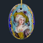 ORNAMENTO DE CERÂMICA ROCOCO LADDY COM ROSAS DE ROSA<br><div class="desc">Elegante,  clássico esmalte de vintage com retrato romântico de senhora.</div>