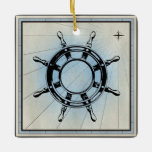 Ornamento De Cerâmica Roda Náutica Vintage para Navegação<br><div class="desc">Para amantes de praia ou marinheiros.</div>