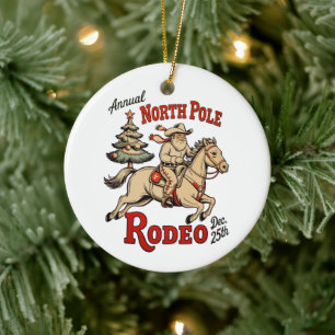 Ornamento De Cerâmica Rodeio Anual do Polo Norte 25 de Dezembro Cowboy P