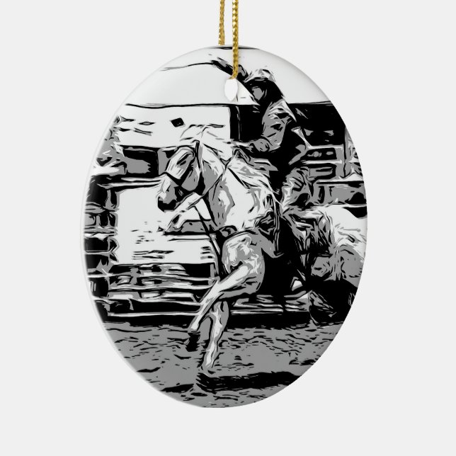 Ornamento De Cerâmica Rodeo Cowboy - Evento Steer Roping (Direito )