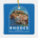 Ornamento De Cerâmica Rodes Grécia Ilustração Viagem de Arte<br><div class="desc">Rodes retro vetor viagem design. Rodes,  a maior das ilhas Dodecanesas da Grécia,  é conhecida pelas suas zonas de praia,  e ruínas antigas.</div>