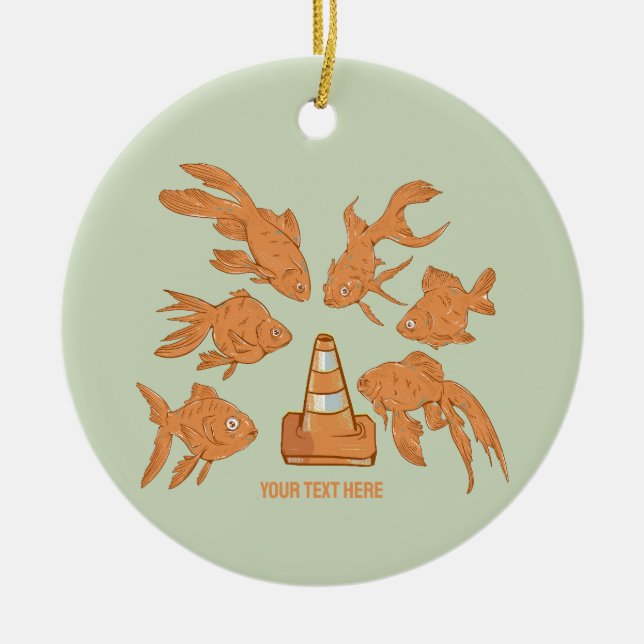 Ornamento De Cerâmica Rodoviários de Cones e de Peixes-Dourados laranja (Frente)