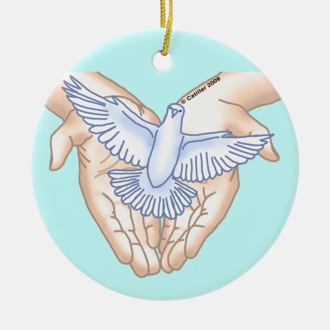 Ornamento De Cerâmica Rola de Mãos Cristãs (Frente)