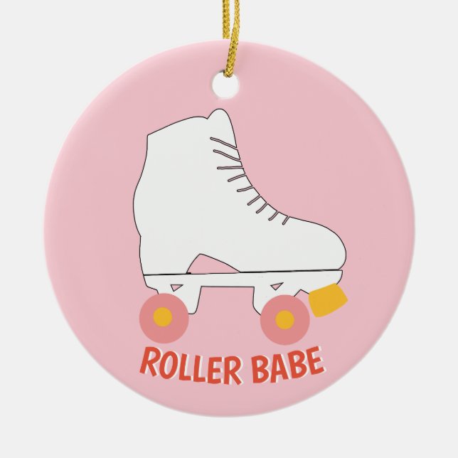 Ornamento De Cerâmica Roller Babe Roller Pink (Frente)