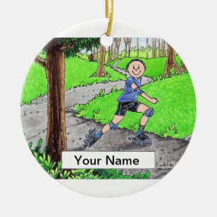 Ornamento De Cerâmica Rollerblading - Homem