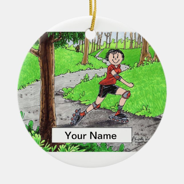 Ornamento De Cerâmica Rollerblading - Mulher (Frente)