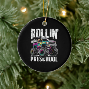 Ornamento De Cerâmica Rollin' para a pré-escola Monster Truck de volta à