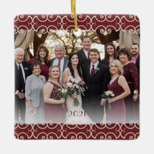 Ornamento De Cerâmica Rolos Elegantes de Borgonha Lateral Personalizáve