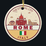 Ornamento De Cerâmica Roma Itália Cidade Skyline Emblem<br><div class="desc">Design de arte colorida e minimalista de Roma,  com monumentos e marcos da cidade de Itália.</div>
