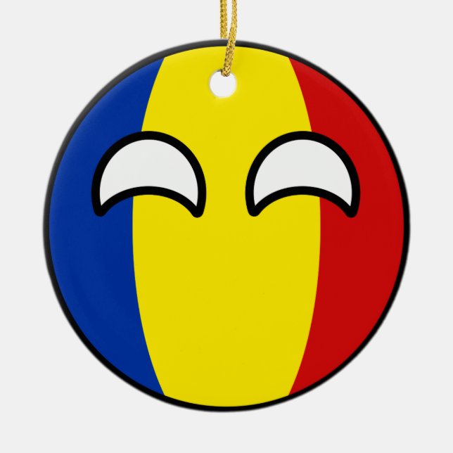 Ornamento De Cerâmica Romania Geeky de tensão engraçado Countryball (Frente)