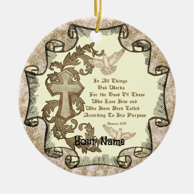 Ornamento De Cerâmica Romans Eight 28 christian ornament  (Frente)