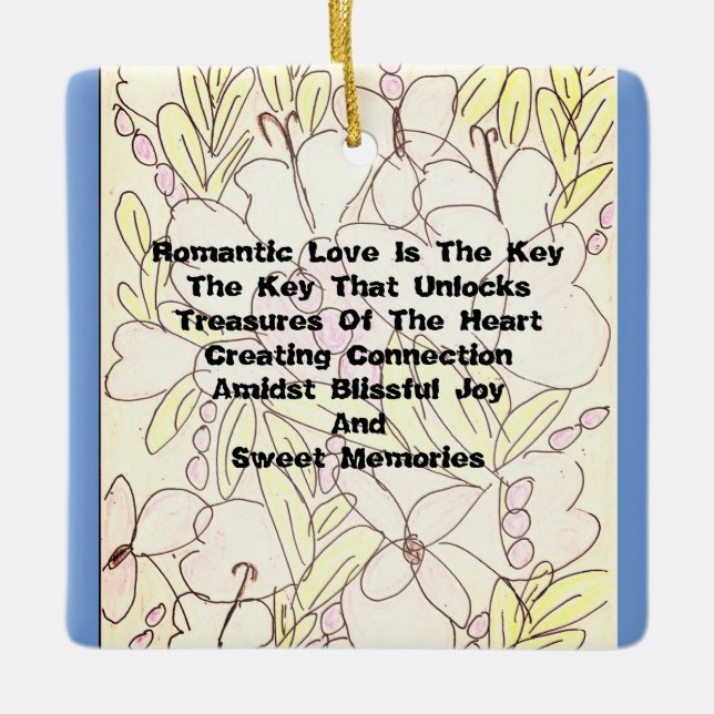 Ornamento De Cerâmica Romantic Love Is The Key   (Frente)