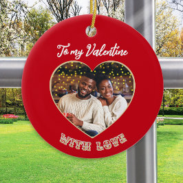 Ornamento De Cerâmica Romantic Valentine's Day Couple Photo Personalized
