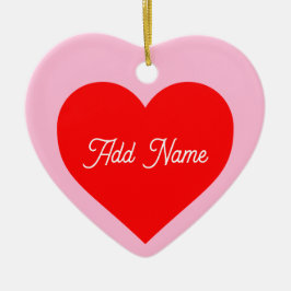 Ornamento De Cerâmica Romântico Vermelho Pastel Rosa Personalizado