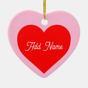 Ornamento De Cerâmica Romântico Vermelho Pastel Rosa Personalizado