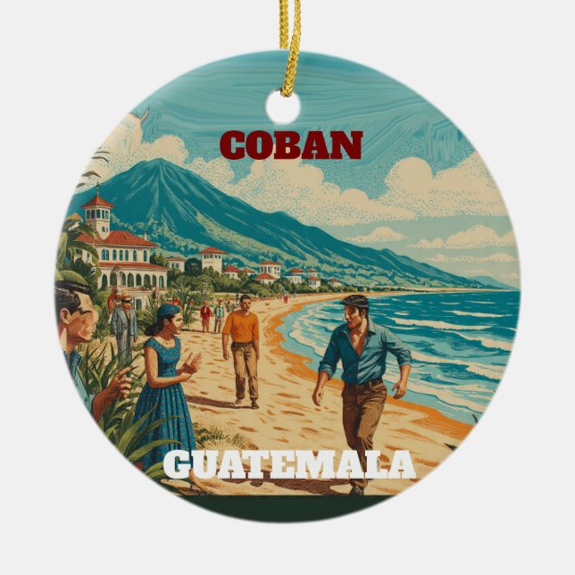 Ornamento De Cerâmica Rompecabezas  GUATEMALA COBAN Retro poster (Frente)