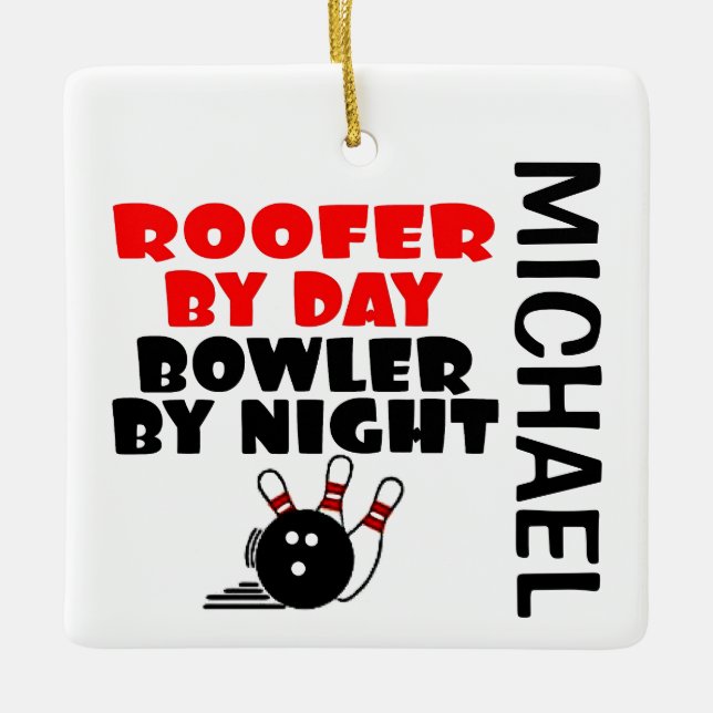 Ornamento De Cerâmica Roofer ama Boliche PERSOM (Frente)