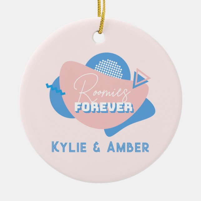 Ornamento De Cerâmica Roommate Gift "Roomies Forever" Foto Personalizada (Frente)