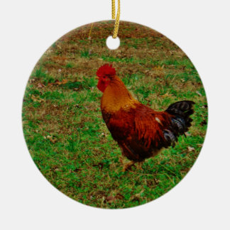 Ornamento De Cerâmica Rooster Virado para a Esquerda