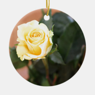 Ornamento De Cerâmica Rosa amarelo