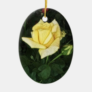 Ornamento De Cerâmica Rosa amarelo elegante 1