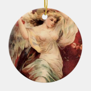 Ornamento De Cerâmica Rosa Angel - Ornament