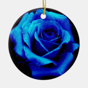 Ornamento De Cerâmica Rosa Azul Dramático