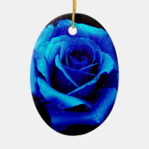 Ornamento De Cerâmica Rosa Azul Dramático