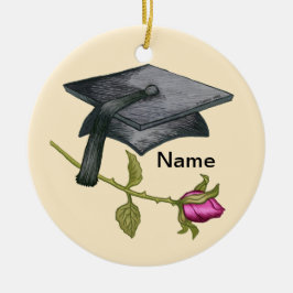 Ornamento De Cerâmica Rosa boné de formatura