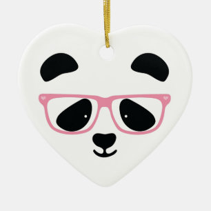 Ornamento De Cerâmica Rosa bonito da panda
