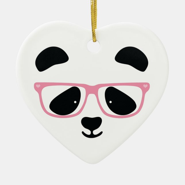 Ornamento De Cerâmica Rosa bonito da panda (Frente)