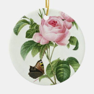 Ornamento De Cerâmica Rosa Centifolia