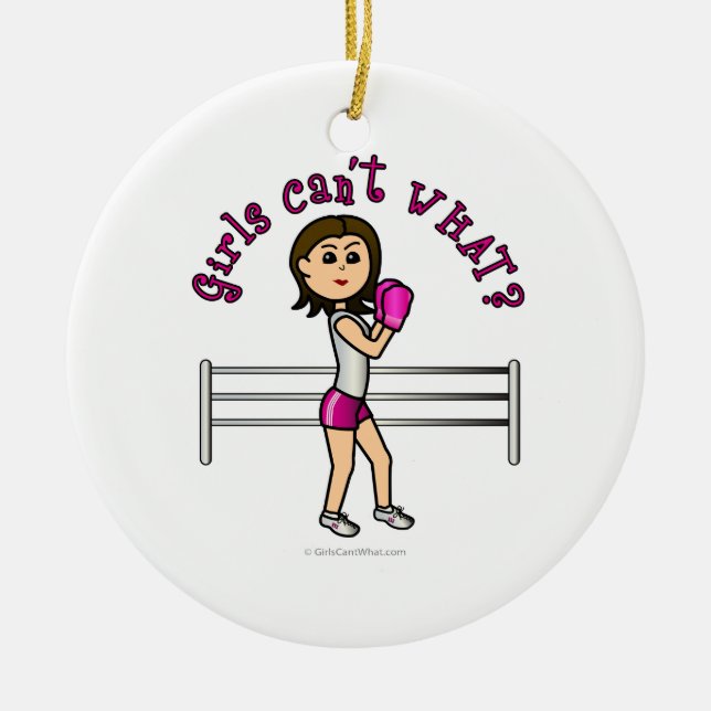 Ornamento De Cerâmica Rosa claro Boxer (Frente)