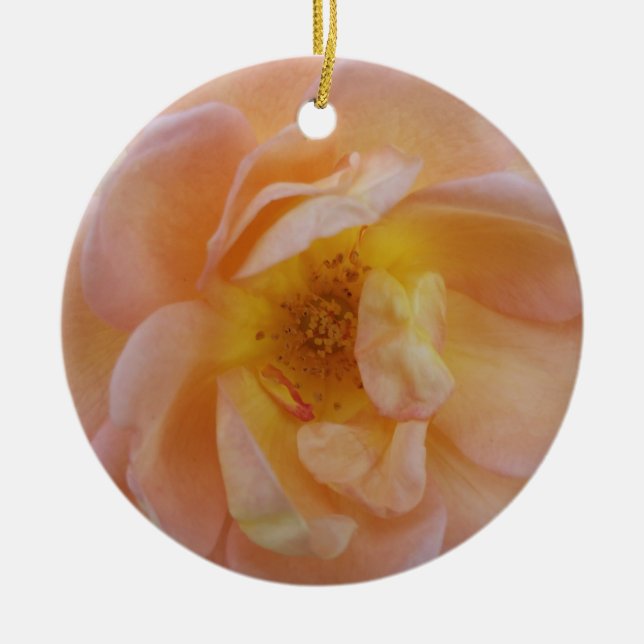 Ornamento De Cerâmica Rosa Cor de Pêssego (Frente)