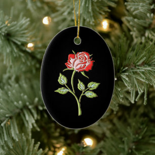 Ornamento De Cerâmica Rosa de cor simples
