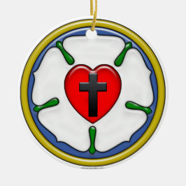 Ornamento De Cerâmica Rosa de Lutero com Relevo