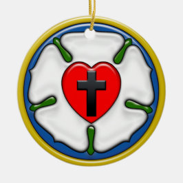 Ornamento De Cerâmica Rosa de Lutero com Relevo
