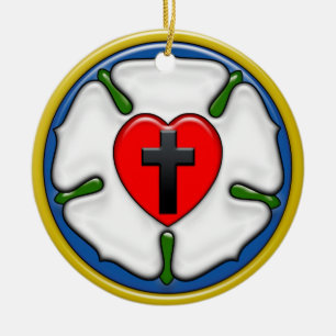 Ornamento De Cerâmica Rosa de Lutero com Relevo
