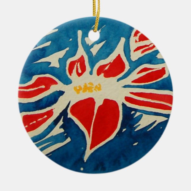 Ornamento De Cerâmica Rosa de Natal (Frente)