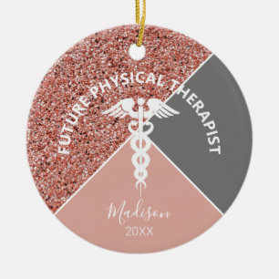 Ornamento De Cerâmica Rosa de Terapêutica Física Futura Personalizada