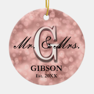 Ornamento De Cerâmica Rosa Dourado - Novo personalizado