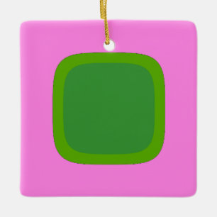 Ornamento De Cerâmica Rosa E Verde 1105 - Estilo Retro Groovy