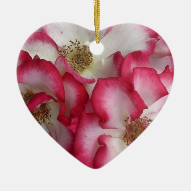 Ornamento De Cerâmica Rosa Heart (Frente)