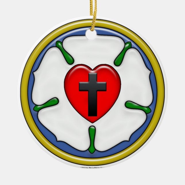 Ornamento De Cerâmica Rosa Lutero Embossed-Look (Frente)