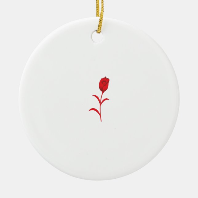 Ornamento De Cerâmica Rosa Madder, Lava Vermelho, Design floral (Frente)