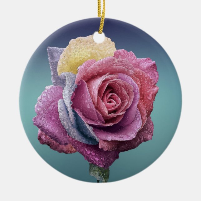 Ornamento De Cerâmica Rosa multicolor (Frente)